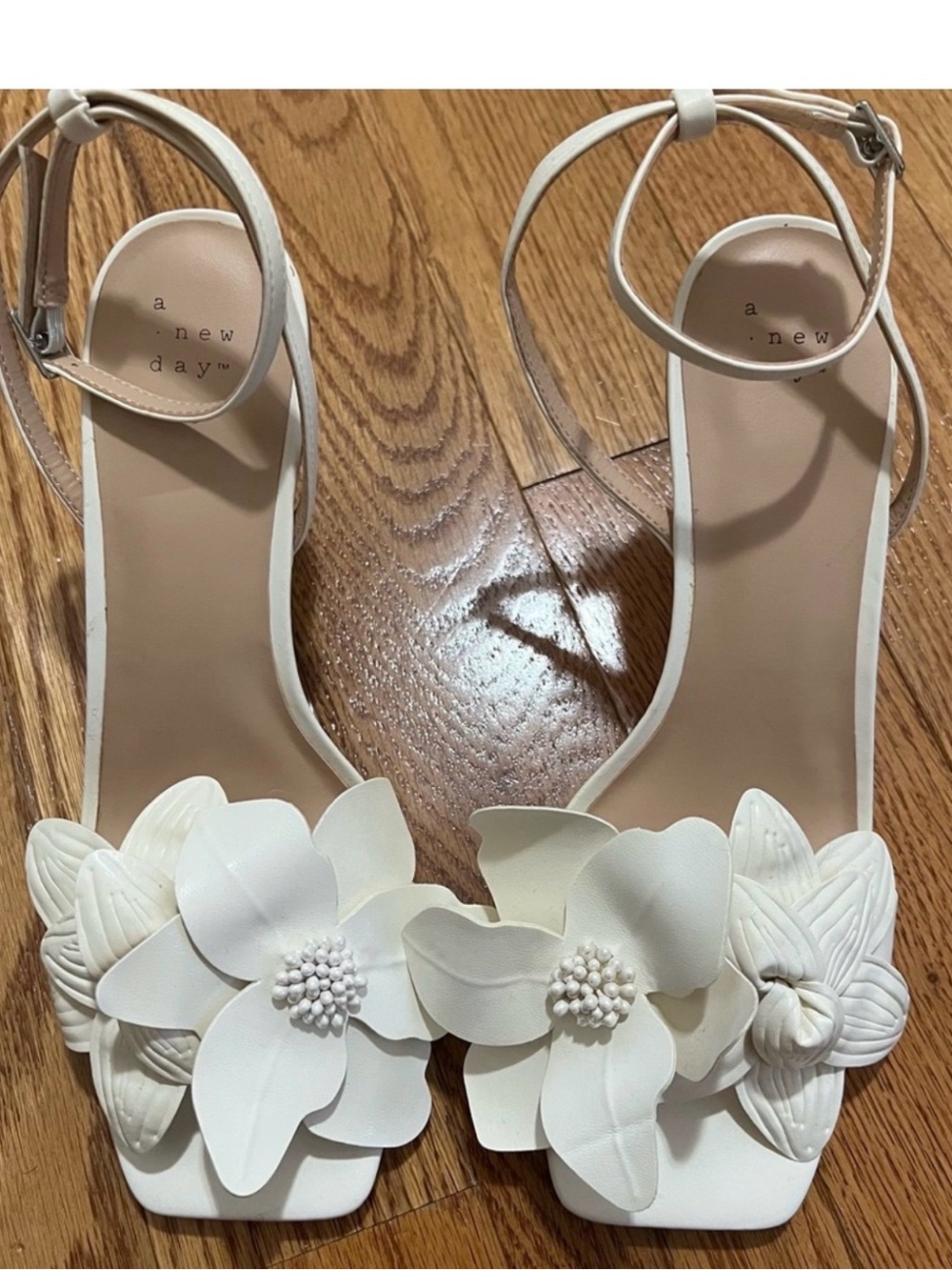 a new day Cream Floral Ankle-Strap Heels